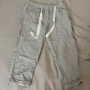 Aritzia linen cropped pants Wilfred tie low rise